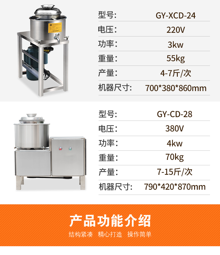 不同打漿機參數(shù)列表對比
